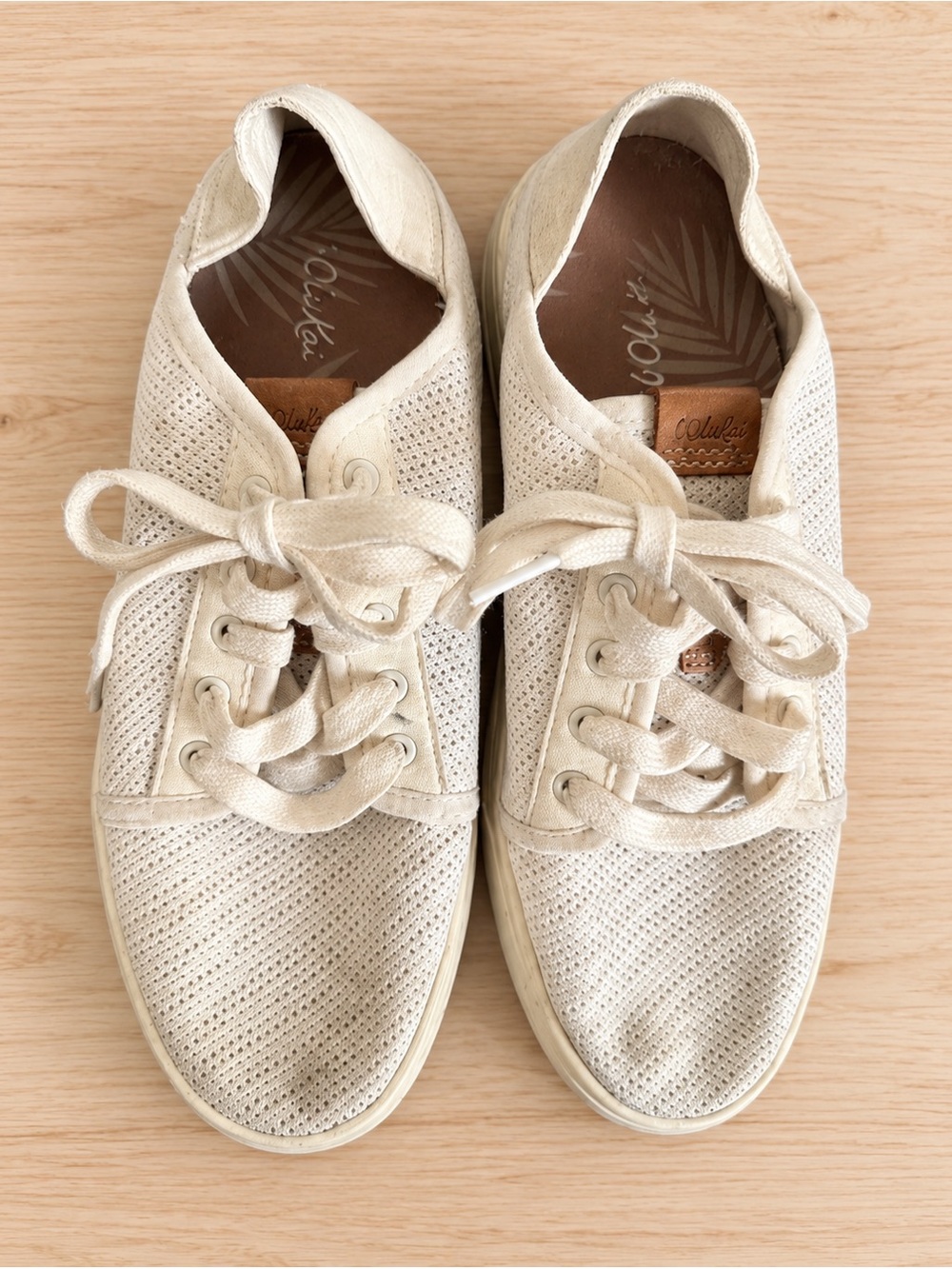 OluKai Pehuea Li Cream Mesh Slip On Sneakers 6.5
